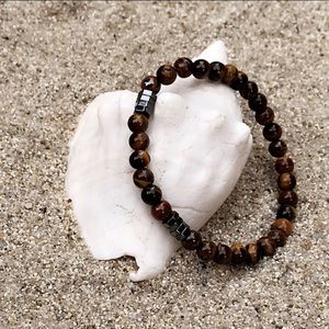 “Hex” Beaded Bracelet | Gloss Brown